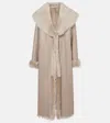 Nour Hammour Marlene Shearling-lined Suede Coat In Grey