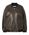 Nour Hammour Marly Leather Bomber Jacket In Brown
