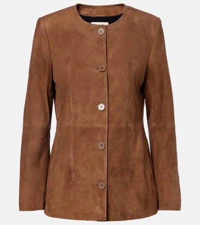 Nour Hammour Maud Suede Jacket In Brown