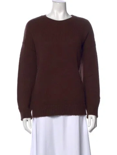 Pre-owned Nour Hammour Merino Wool Crew Neck Sweater In Brown