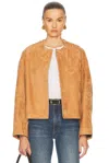 Nour Hammour Mira Suede Jacket In Beige Suede