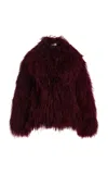 Nour Hammour Mirja Shearling Coat In Burgundy