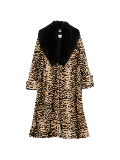Nour Hammour Nina Tiger-print Shearling Coat In Animal Print