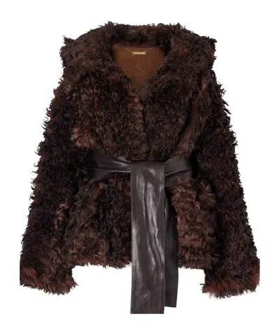 Nour Hammour Noa Belted Coat In Brown