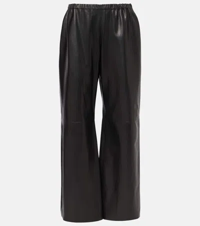 Nour Hammour Olan Leather Wide-leg Pants In Black