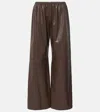 Nour Hammour Olan Leather Wide-leg Pants In Brown