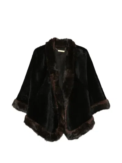 Nour Hammour Olympe Shearling-trim Asymmetric Jacket In Black