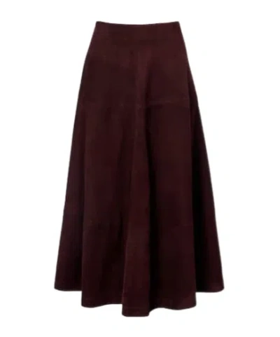 Nour Hammour Opera Leather Maxi Skirt In Burgundy