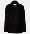 Nour Hammour Solid Suede Blazer In Black