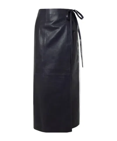 Nour Hammour Paneled Leather Maxi Wrap Skirt In Black