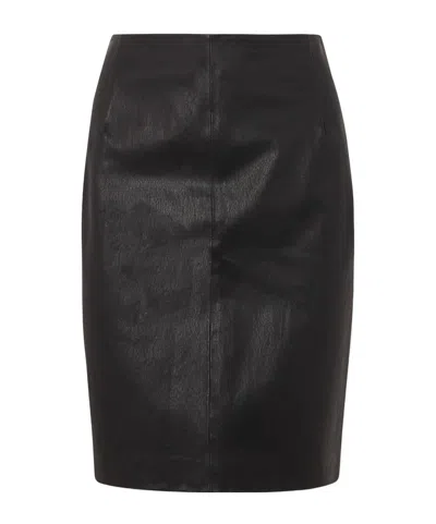 Nour Hammour Paneled Leather Pencil Skirt In Black