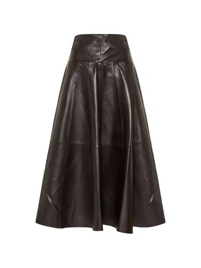Nour Hammour Panelled Leather Skirt In Brown
