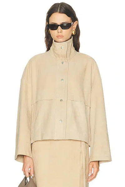 Nour Hammour Park Oversized Suede Jacket In Neutral