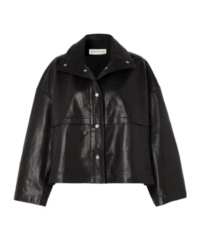 Nour Hammour Park Oversized Textured-leather Jacket In Black