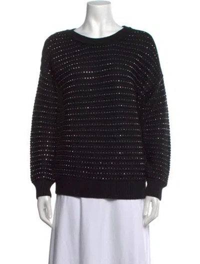 Pre-owned Nour Hammour Patterned Crew Neck Sweater In Black