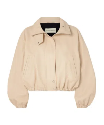 Nour Hammour Pia Leather Bomber Jacket In Brown
