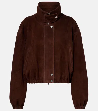 Nour Hammour Pia Suede Blouson Jacket In Brown