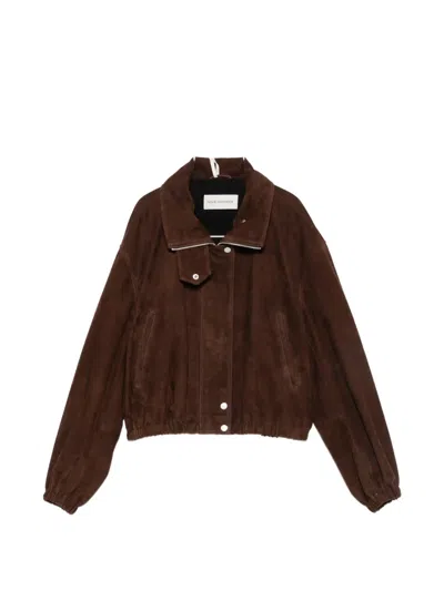 Nour Hammour Pia Suede Jacket In Brown