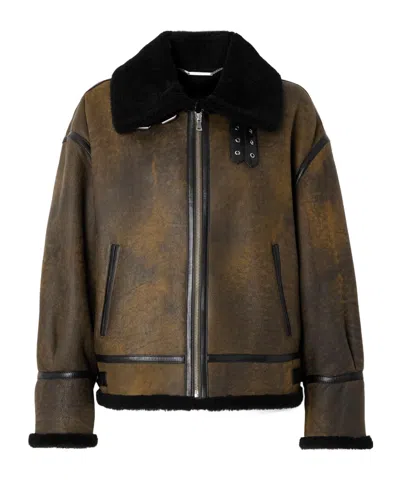 Nour Hammour Portia Shearling Jacket In Brown