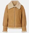 Nour Hammour Portia Shearling-lined Suede Jacket In Brown