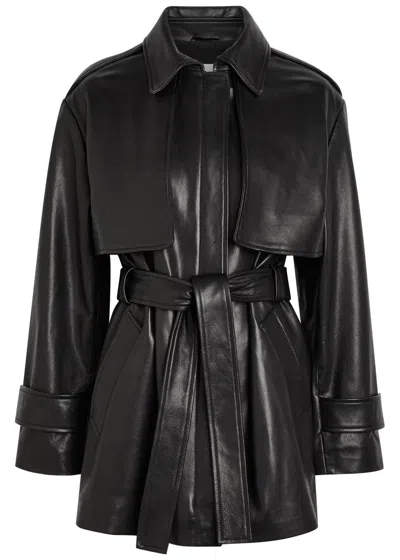 Nour Hammour Priya Belted Leather Jacket In Black