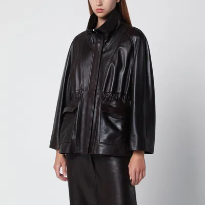 Nour Hammour Quai Fluid Dark Brown Leather Jacket