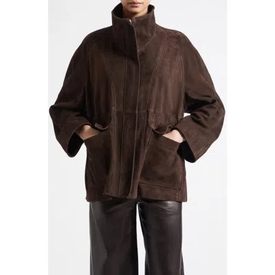 Nour Hammour Quai Suede Jacket In Brown