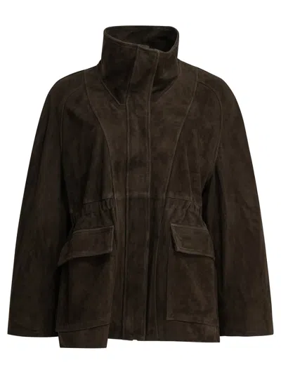 Nour Hammour "quai Winona" Leather Jacket In Brown