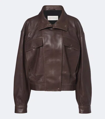 Nour Hammour Quincy Leather Blouson Jacket In Brown