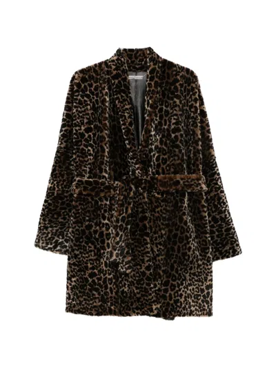 Nour Hammour Raquel Leopard-print Belted Coat In Animal Print