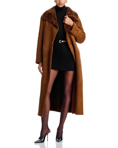 Nour Hammour Reversible Leather Birthday Coat In Brown
