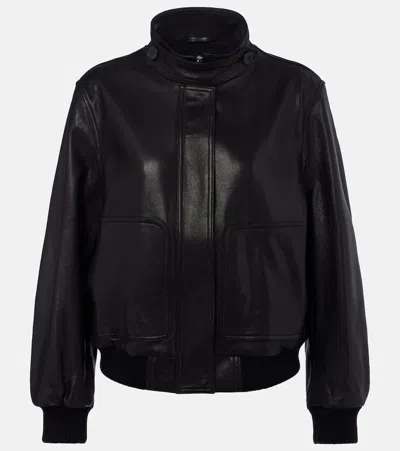 Nour Hammour Rios Long-sleeved Leather Jacket In Black