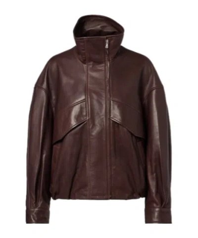 Nour Hammour Roland Leather Bomber Jacket In Black