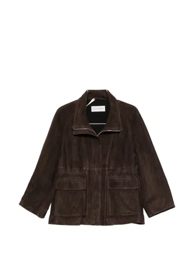 Nour Hammour Roland Leather Jacket In Brown