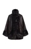 Nour Hammour Sabine Shearling-trimmed Croc-effect Leather Coat In Brown