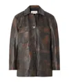 Nour Hammour Seleste Patchwork Distressed Leather Jacket In Multi