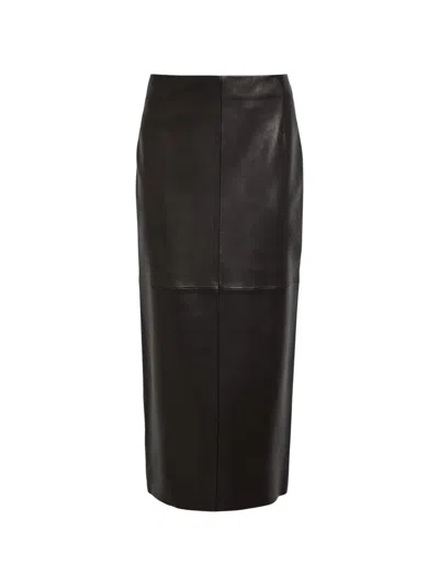 Nour Hammour Gonna Selly Pencil Leather Midi Skirt In Black