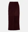 Nour Hammour Selly Suede Midi Skirt In Burgundy