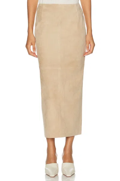 Nour Hammour Selly Suede Skirt In Neutral