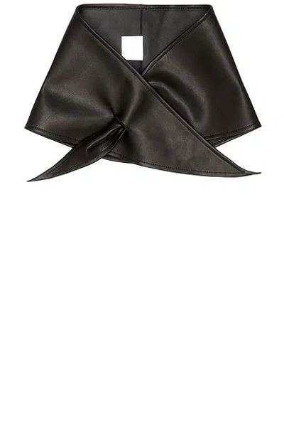 Nour Hammour Sena Leather Pull Scarf In Noir Classique