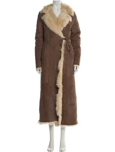 Pre-owned Nour Hammour Shearling Coat W/ Tags In Brown