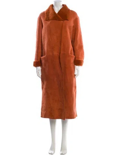 Pre-owned Nour Hammour Shearling Faux Fur Coat In Orange