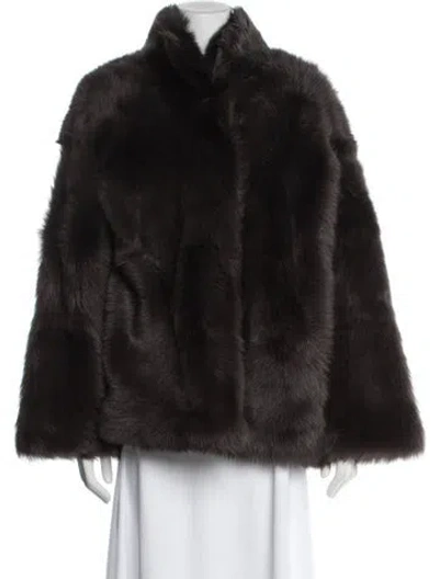 Pre-owned Nour Hammour Shearling Faux Fur Jacket In Brown