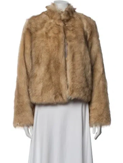 Pre-owned Nour Hammour Shearling Faux Fur Jacket In Neutrals