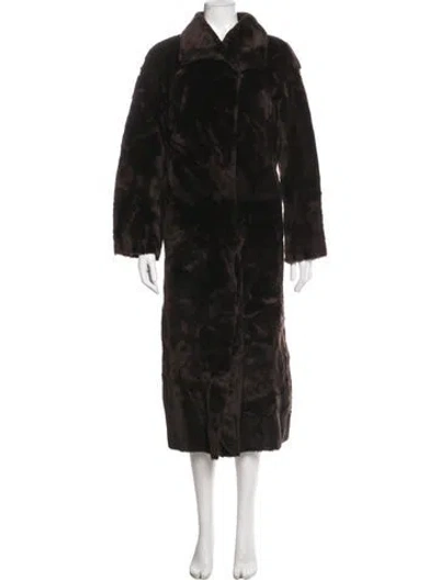 Pre-owned Nour Hammour Shearling Fur Coat In Brown