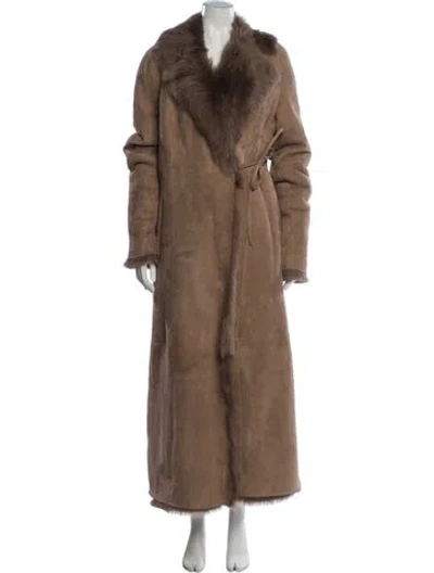 Pre-owned Nour Hammour Shearling Fur Coat In Brown