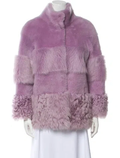 Pre-owned Nour Hammour Shearling Fur Jacket In Purple
