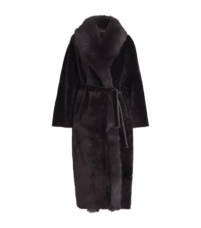 Nour Hammour Shearling Isadora Coat In Black