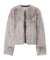 Nour Hammour Solid Shearling Jacket In Gray