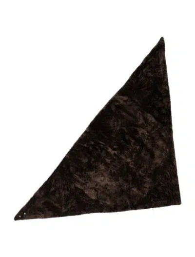Pre-owned Nour Hammour Shearling Printed Scarf In Brown